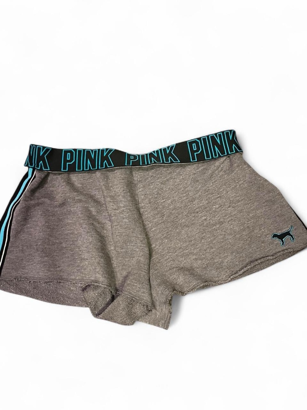 PINK Grey Shorts with Teal Logo Waistband